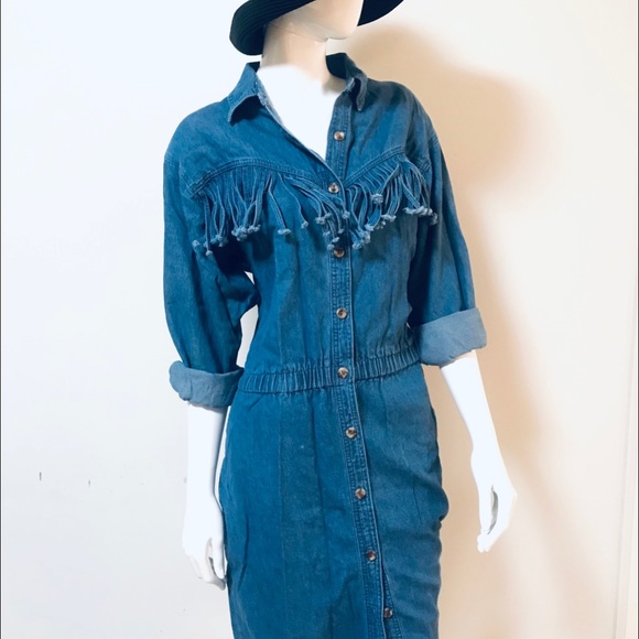 VtG Coastal Cowgirl Denim Button Down LongSleeves MIDI Southwestern Beauty๐๐ค - Picture 8 of 16